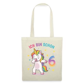 Kindergeburtstag 6, Tanzendes Lustiges Einhorn - Stoffbeutel - Rot - Vorne