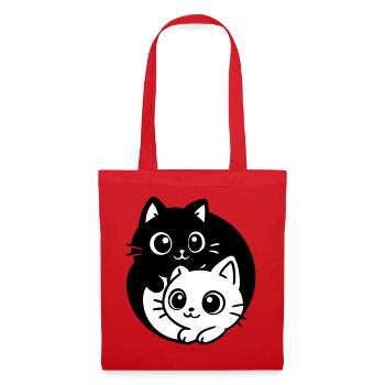 Ying Yang Kawaii Cats Icon - Tote Bag - red - Front