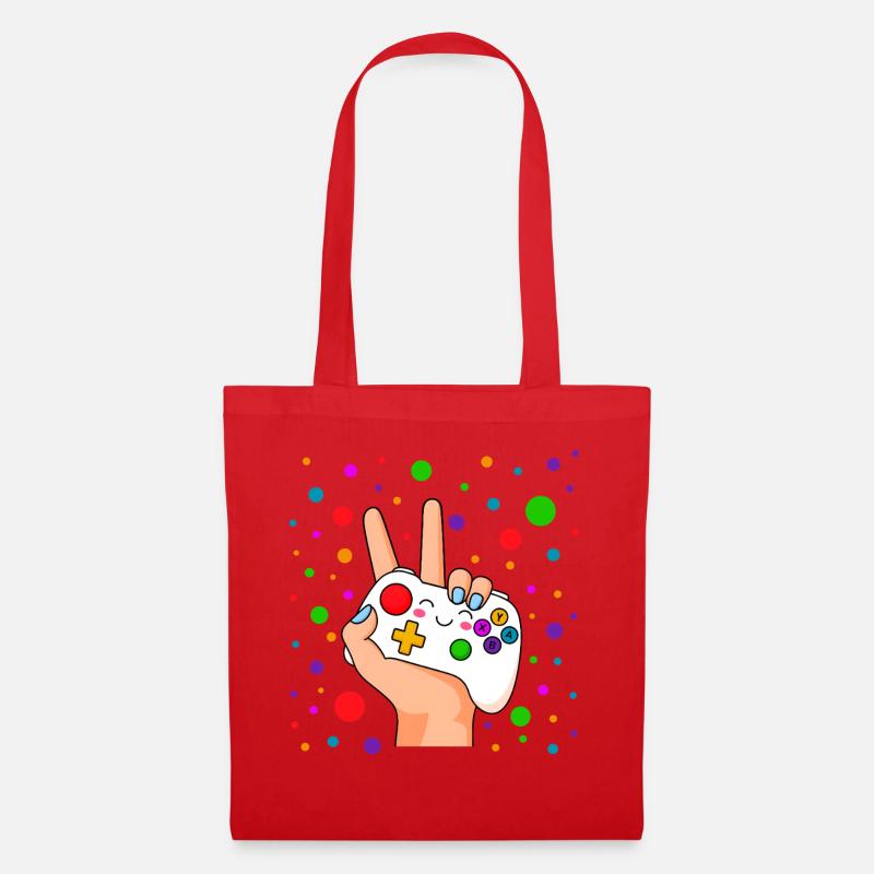 Peace Sign Controller Pop - Tote Bag - red