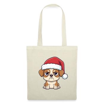 Cute Grumpy Dog with Hat – Xmas Cartoon - Tote Bag - red - Front