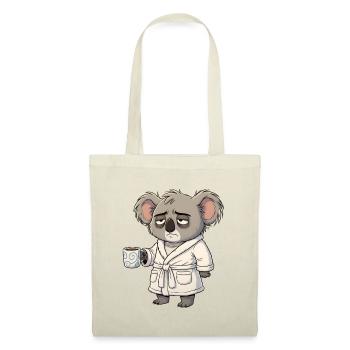 Müder Koala im Morgenmantel mit Kaffee Cartoon - Stoffbeutel - Rot - Vorne
