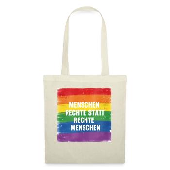 Pride Design: Menschenrechte statt rechte Menschen - Stoffbeutel - Rot - Vorne