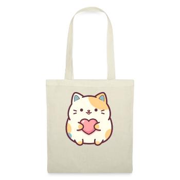 Katzenherz Kuschelmotiv Pastellfarben - Stoffbeutel - Rot - Vorne