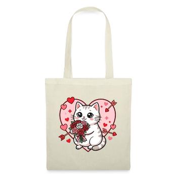 Kawaii Cat Valentine Rose Bouquet Heart - Tote Bag - red - Front