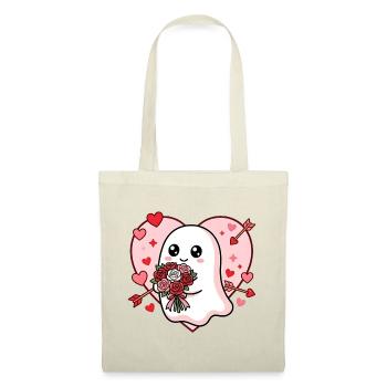 Cœur de rose de Saint-Valentin fantôme et effrayant mignon - Sac en tissu - rouge - Devant