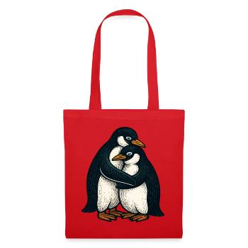 Pinguinpaar Kuschelzeit - Stoffbeutel - Rot - Vorne