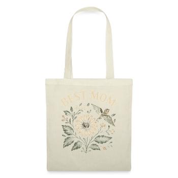 Best Mom Muttertag Geschenk Blumen Motiv mit Vogel - Stoffbeutel - Rot - Vorne
