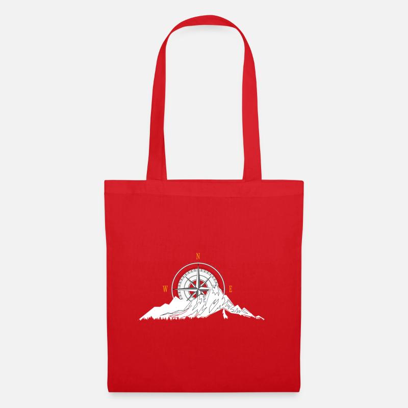 Mountain and Compass - Tote Bag - red