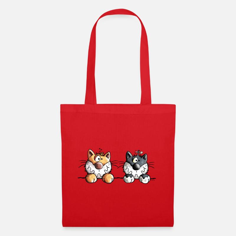 Two funny cats - Tote Bag - red