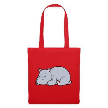 Sleeping Hippopotamus Tired Lazy Vector - Tote Bag - red - Front
