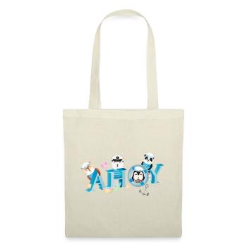 cute animals with English sailor greeting Ahoy - Tote Bag - red - Front