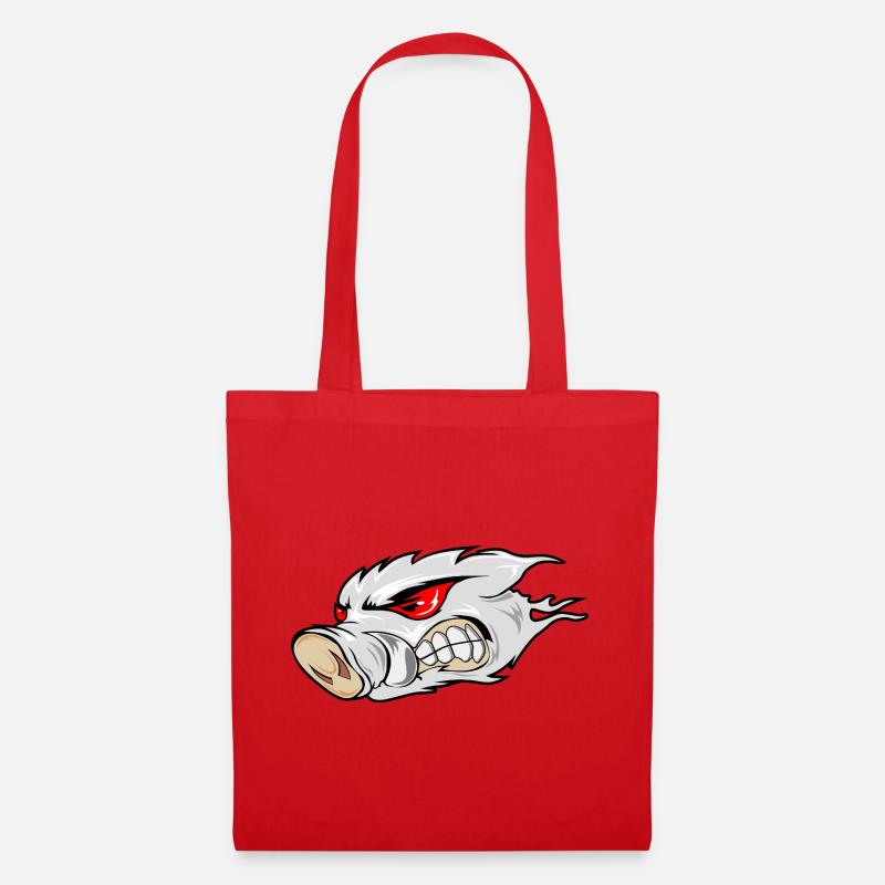 Fiery Boar Head Emblem - Tote Bag - red