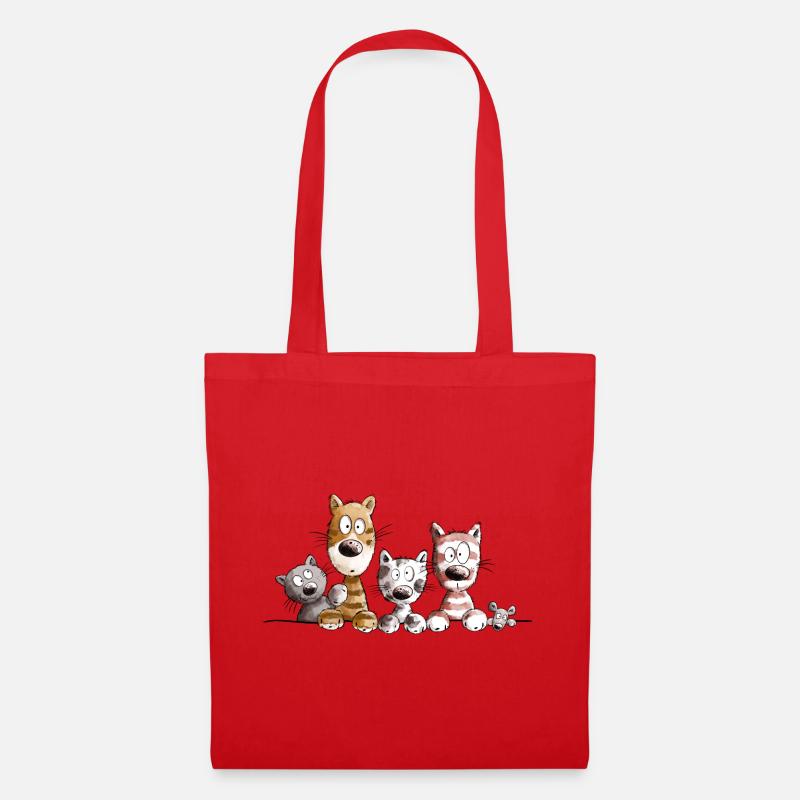 Happy Katzen I Katzenfreunde Geschenk - Stoffbeutel - Rot