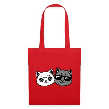 Cute Kittens Cool Male Couple Black and White Cats - Tote Bag - red - Front