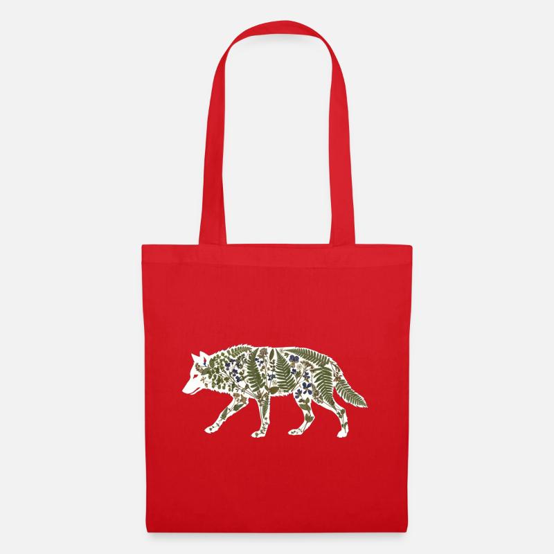 wolf botanical - Tote Bag - red