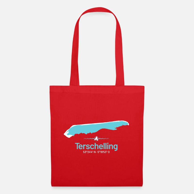 Terschelling | Design-Landkarte - Stoffbeutel - Rot