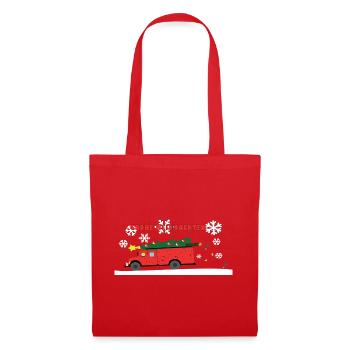 Feuerwehr Weihnachtsbaum Truck - Stoffbeutel - Rot - Vorne