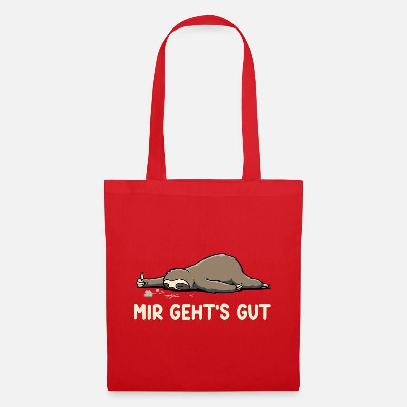 Mir geht's gut – Lustiger Faultier Spruch - Stoffbeutel - Rot