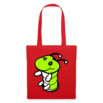 Caterpillar Bottom Hole Cute Smiles Friendly Happy - Tote Bag - red - Front