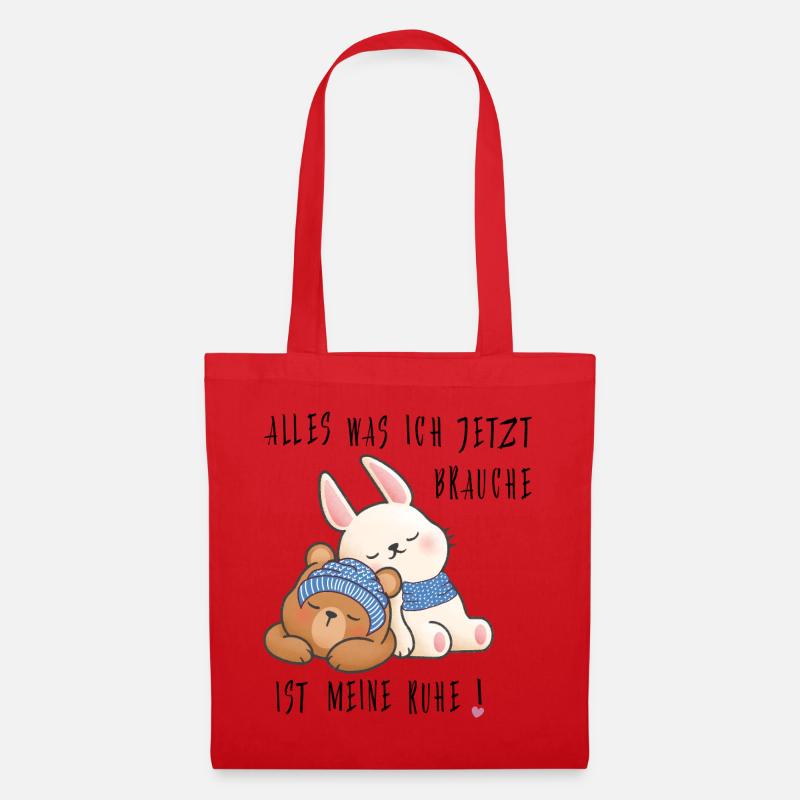 Hase und Teddy - Stoffbeutel - Rot