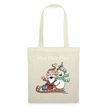 Santa Claus and Snowman ride a sledge - Gift - Tote Bag - red - Front