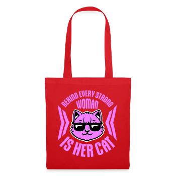 Behind Every Strong Woman Is Her Cat Spruch Katze - Tote Bag - red - Front