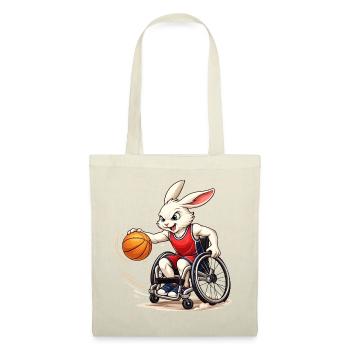 Rollstuhl Basketball Hase Sport Fun Design  - Stoffbeutel - Rot - Vorne