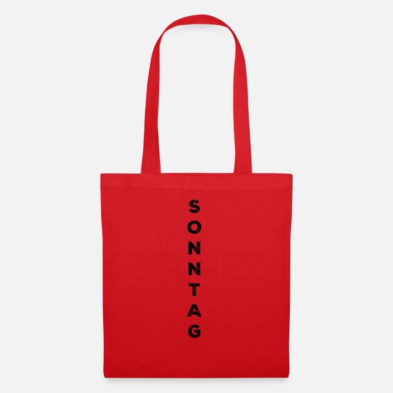 Sunday - black - Tote Bag - red