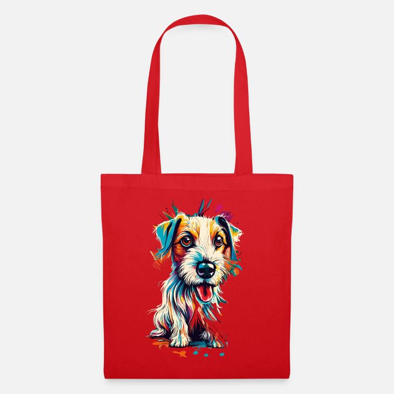 Jack Russel Terrier Farbenfroh - Jack Russel - Stoffbeutel - Rot