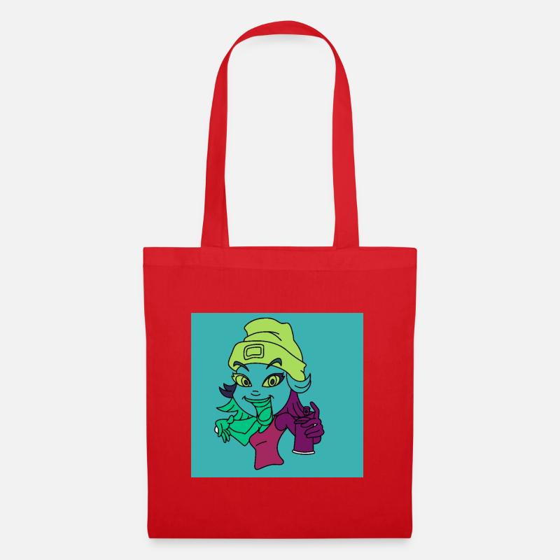 Neon-Graffiti-Maskottchen - Stoffbeutel - Rot