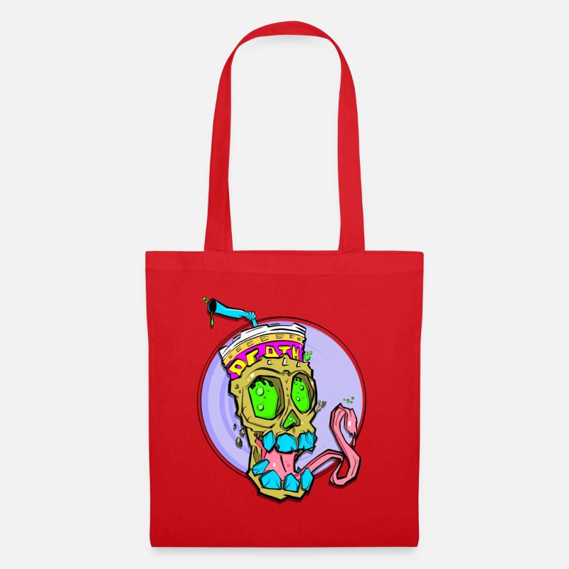 Neon Schädel mit Farbschock - Stoffbeutel - Rot