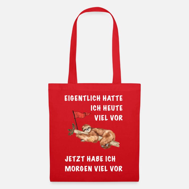 Eigentlich hatte ich heute viel vor Faultier  - Stoffbeutel - Rot