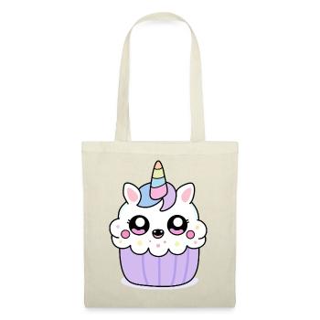 Kawaii Unicorn Cupcake – Süßes Valentinstagsdesign - Stoffbeutel - Rot - Vorne