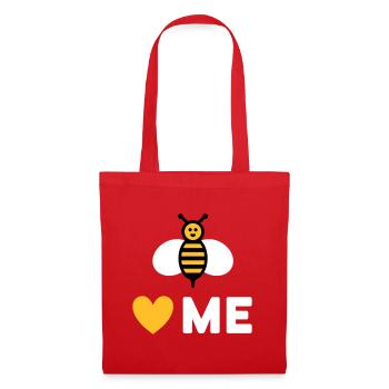 Bees love me (Biene, Herz) - Stoffbeutel - Rot - Vorne