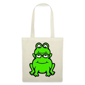 Frosch Kind Familie Papa Mama Huckepack Vatertag - Stoffbeutel - Rot - Vorne