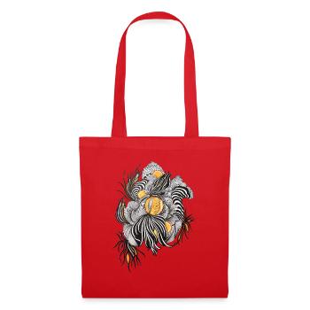 Noir Blossoms Accents d’orange - Sac en tissu - rouge - Devant