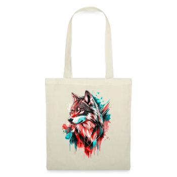 Wolf Wolfskopf Raubtier Wald Natur Wildnis Bunt - Stoffbeutel - Rot - Vorne