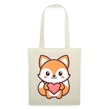 Kawaii-Fuchs im Herzen - Stoffbeutel - Rot - Vorne