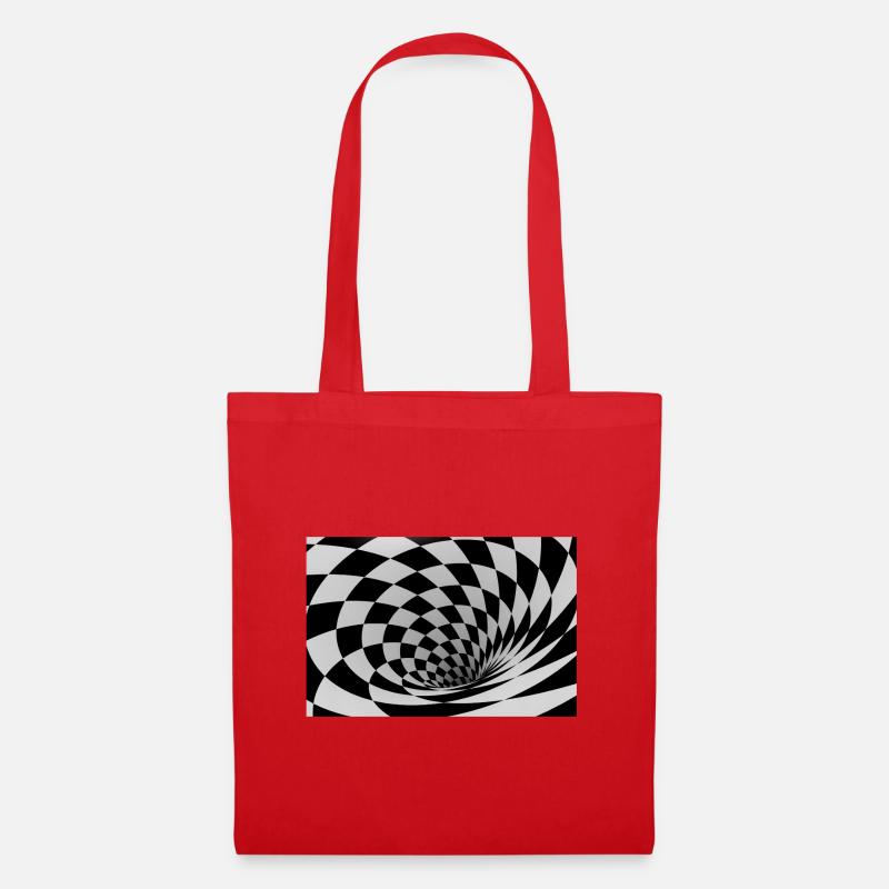 Hypnotische Schwarz-Weiß-Spirale - Stoffbeutel - Rot