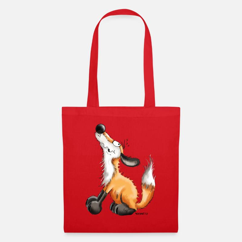 Lustiger Fuchs - Fox - Tiere - Comic - Fun - Art - Stoffbeutel - Rot