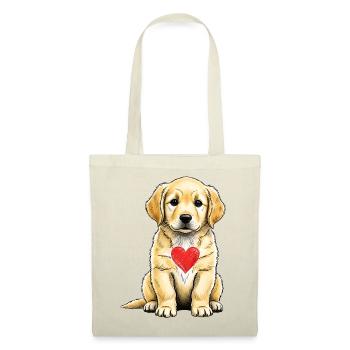 Cuddly Dog with Red Heart - golden retriever - Tote Bag - red - Front