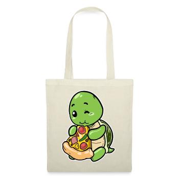 Tortue mignonne avec pizza : motif gastronomique drôle - Sac en tissu - rouge - Devant