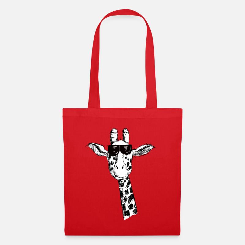 Coole Giraffe Mit Sonnenbrille I Giraffen Comic - Stoffbeutel - Rot