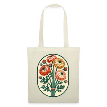 Vintage Ranunculus Bouquet Crest - Tote Bag - red - Front