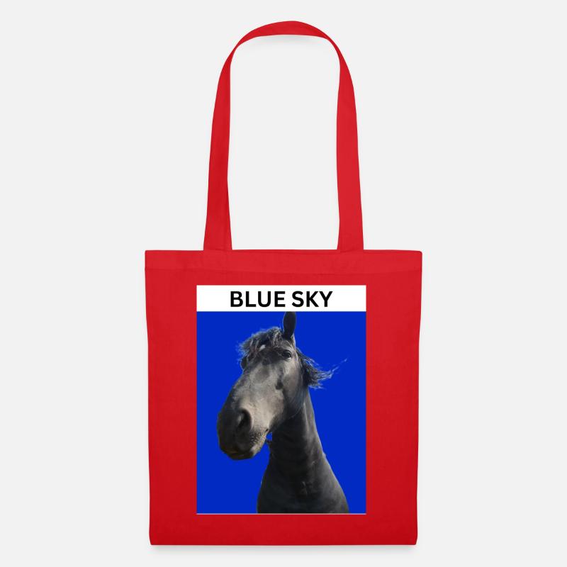 Blauer Himmel und Pferd - Stoffbeutel - Rot