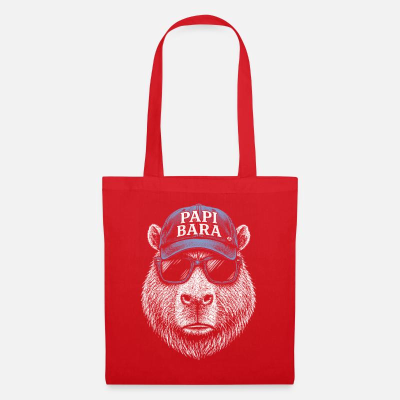 Papi Bara Bear with Sunglasses - Tote Bag - red