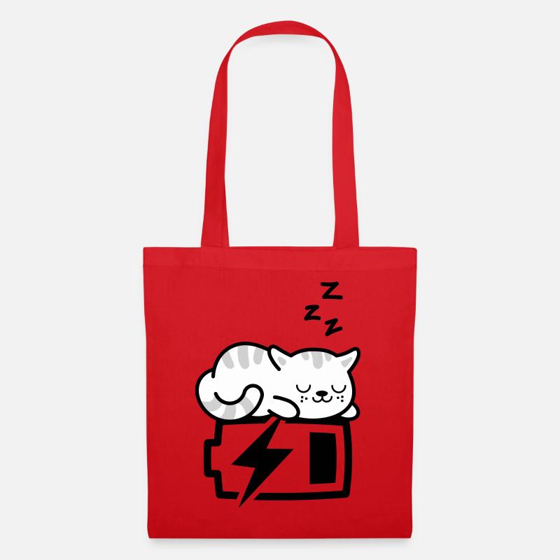 Sleepy Kitty (Color Changeable - 3 colors) - Tote Bag - red