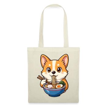 Corgi mange des nouilles ramen - Sac en tissu - rouge - Devant