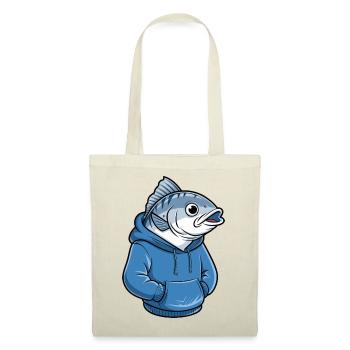 Funny Angler Fish With Hoodie Cartoon - Tote Bag - red - Front