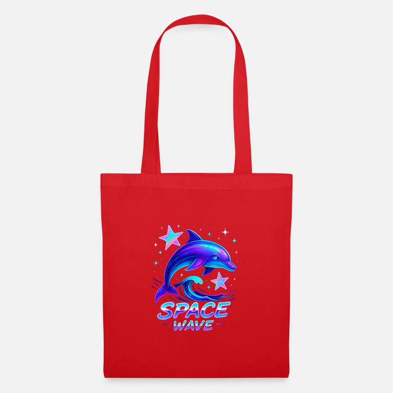 Neon Space Wave Delphin Design - Stoffbeutel - Rot